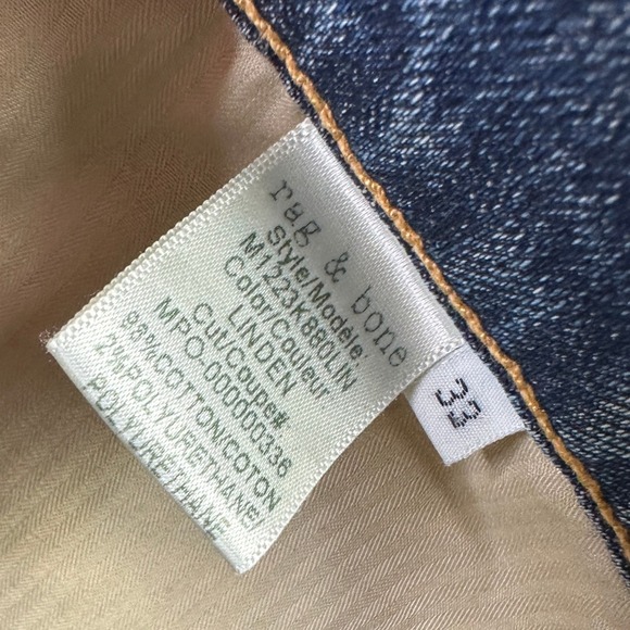 Rag Bone Jeans Slim Fit Mens 33 Blue Distressed 5 Pockets Grunge Denim Casual - Picture 6 of 11